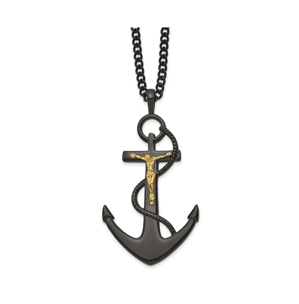 Fouled Anchor Pendant 14kt Yellow Gold 2 inch - Chesapeakejewelers