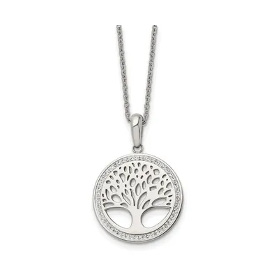 Chisel Preciosa Crystal Tree of Life Pendant Cable Chain Necklace
