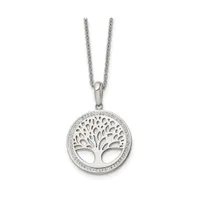 Chisel Preciosa Crystal Tree of Life Pendant Cable Chain Necklace