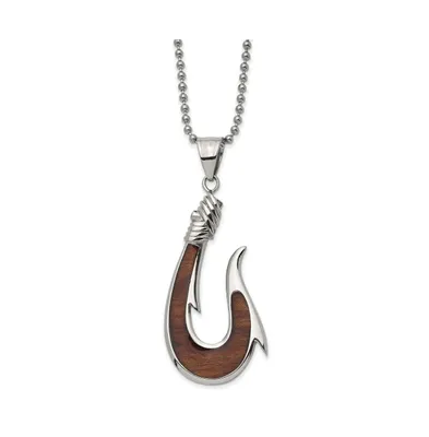 Chisel Rosewood Inlay Hook Pendant Ball Chain Necklace
