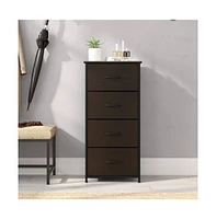 Marley 4 Drawer Storage Dresser With Cast Iron Frame, Wood Top And Easy Pull Engineered Drawers Wooden Handles
