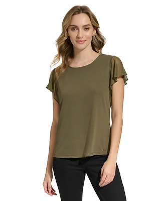 Calvin Klein Women's Mesh Sleeve Top