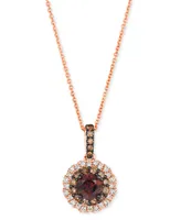 Le Vian Chocolate Diamond & Nude Diamond Flower Adjustable 20" Pendant Necklace (7/8 ct. t.w.) in 14k Rose Gold