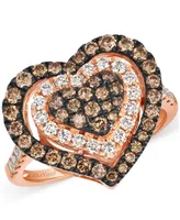 Le Vian Godiva x Le Vian Chocolate Diamond & Nude Diamond Heart Halo Cluster Ring (1-1/4 ct. t.w.) in 14k Rose Gold