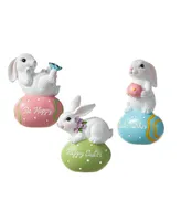 Glitzhome 4.5" H Easter Resin Bunny Table Decor, Set of 3