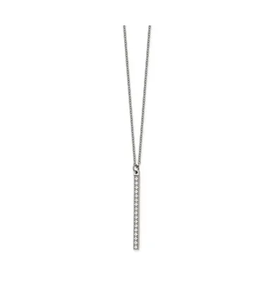 Chisel Polished Cz Bar on a 16 inch Cable Chain Necklace