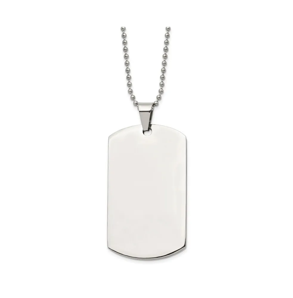 Chisel Brushed Round Edge XLarge 4mm Dog Tag Ball Chain Necklace