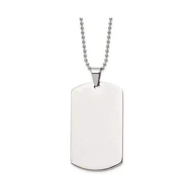 Chisel Brushed Round Edge XLarge 4mm Dog Tag Ball Chain Necklace