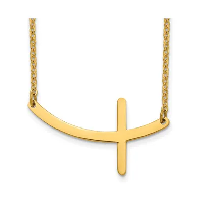 Chisel Yellow Ip-plated Curved Sideways Cross Cable Chain Necklace