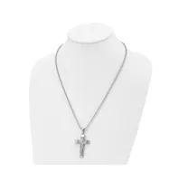 Chisel Polished Starburst Cross Pendant on a Ball Chain Necklace