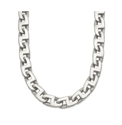 Chisel Stainless Steel Polished 24 inch Fancy Square Link Necklace
