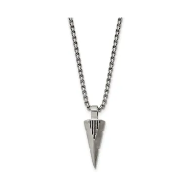 Chisel Brushed Arrow Head Pendant on a Box Chain Necklace