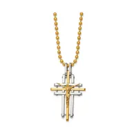 Chisel Polished Yellow Ip-plated Crucifix Pendant Ball Chain Necklace