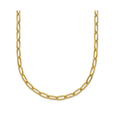 Chisel Yellow Ip-plated Elongated Open Link Paperclip 15 inch Necklace