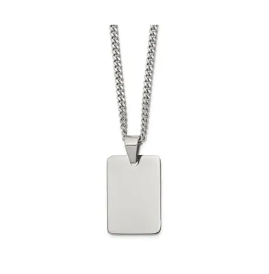 Chisel Polished Rectangle Dog Tag on a Curb Chain Necklace
