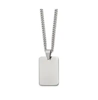 Chisel Polished Rectangle Dog Tag on a Curb Chain Necklace