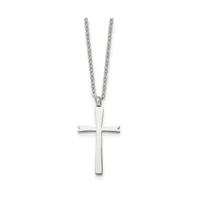 Chisel Polished Cross Pendant on a 18 inch Cable Chain Necklace