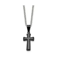 Chisel Black Ip-plated Small Pillow Cross Pendant Cable Chain Necklace