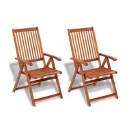 Folding Patio Chairs 2 pcs Solid Acacia Wood Brown