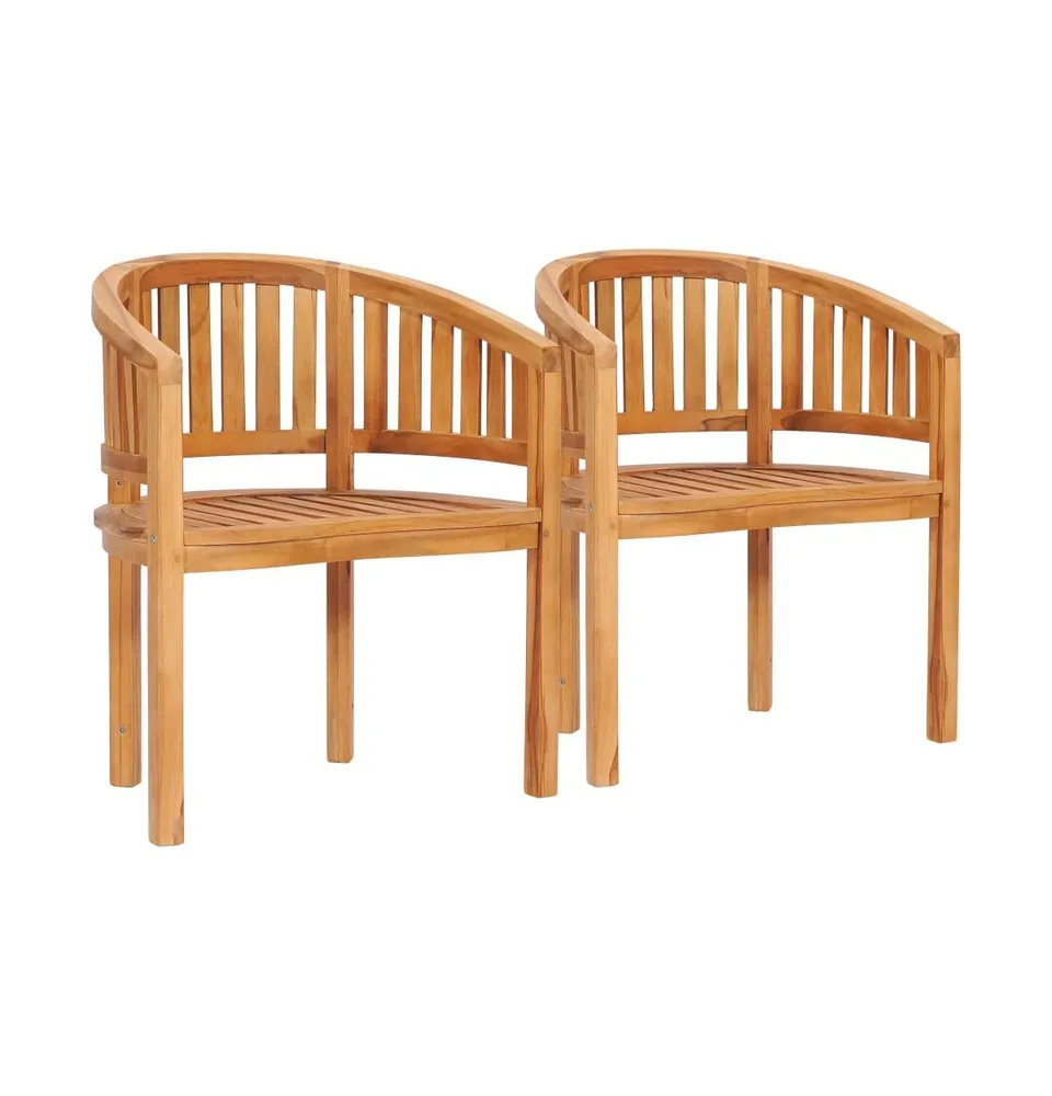 Banana Chairs 2 pcs Solid Teak Wood