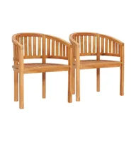Banana Chairs 2 pcs Solid Teak Wood