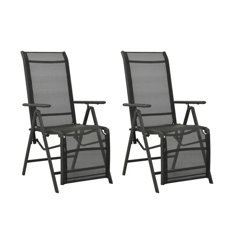 Reclining Patio Chairs 2pcs Text Ilene and Aluminum Black