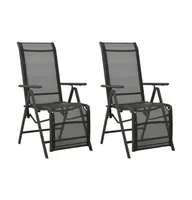 Reclining Patio Chairs 2pcs Text Ilene and Aluminum Black