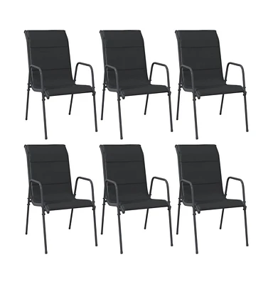 Patio Chairs 6 pcs Steel and Text Ilene Black