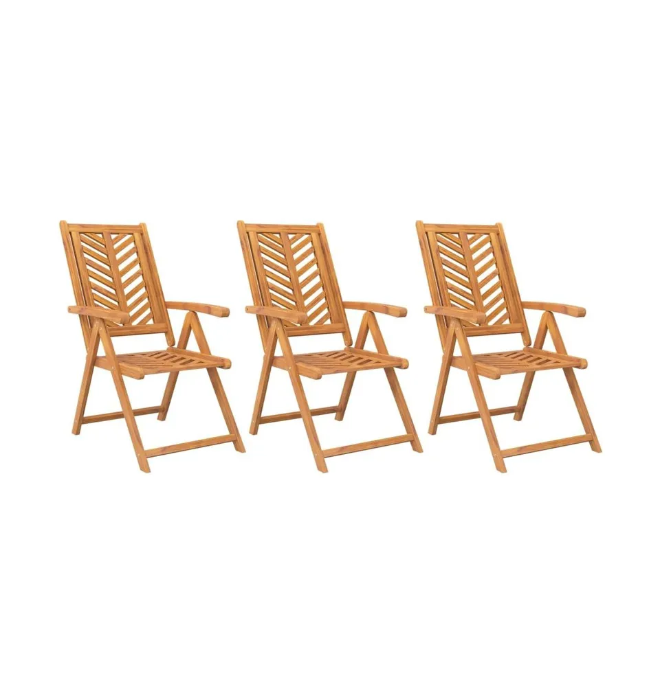 Reclining Patio Chairs 3 pcs Solid Wood Acacia