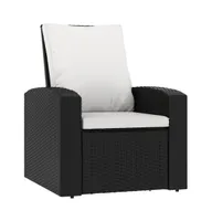 Patio Reclining Chair with Cushions Black Poly Rattan