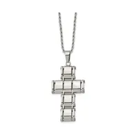 Chisel Stainless Steel Polished Moveable Cross Rope Chain Necklace