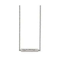 Chisel and Enameled Cz Enjoy The Little Things Bar Cable Chain Necklace