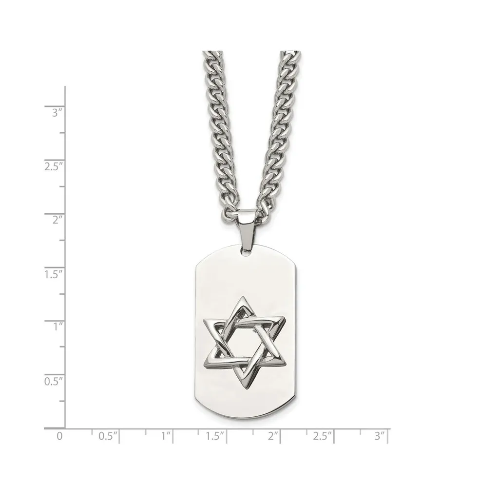 Chisel Polished Star of David Dog Tag on a Curb Chain Necklace