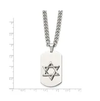 Chisel Polished Star of David Dog Tag on a Curb Chain Necklace