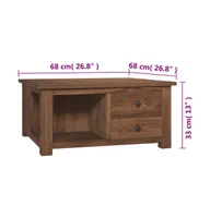 Coffee Table 26.8"x26.8"x13" Solid Teak Wood