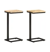 Side Tables 2 pcs 12.4"x9.6"x25.4" Rough Mango Wood