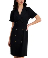 Connected Women's Double-Breasted Short-Sleeve Sheath Dress