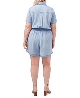 Vince Camuto Plus Size Chambray Button-Up Romper