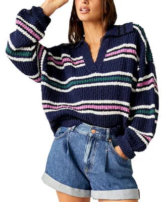 Free People Women's Kennedy Rib-Knit Collared Pullover