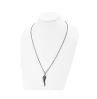 Chisel Black Crystal Wing Pendant 25.5 inch Cable Chain Necklace