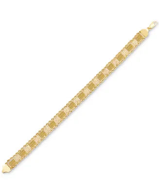 Bead & Bar Square Rope Link Chain Bracelet in 10k Gold