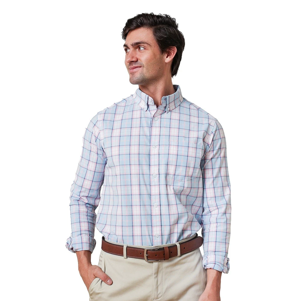 Hope & Henry Men's Organic Long Sleeve Stretch Poplin Button Down Shirt