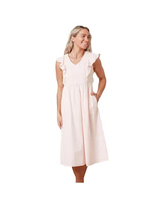 Hope & Henry Women's Flutter Sleeve Seersucker Dress