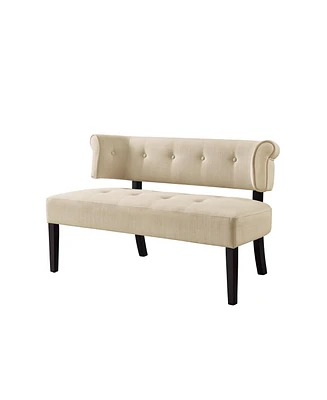 Inspired Home Mack Upholstered Linen Tufted Back Bench