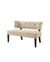 Inspired Home Mack Upholstered Linen Tufted Back Bench