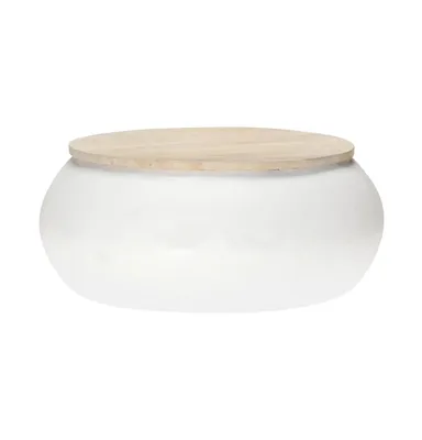 Coffee Table White 26.8"x26.8"x11.8" Solid Mango Wood