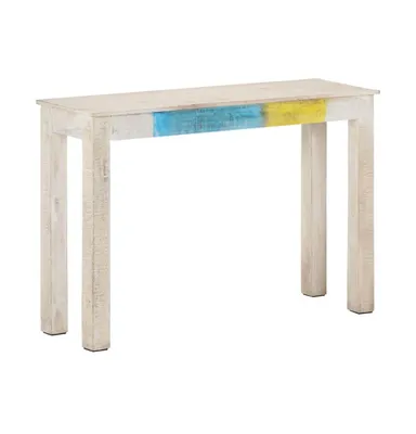 Console Table White 45.3"x13.8"x30.3" Rough Mango Wood