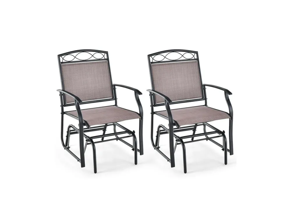 Outdoor Gliding Loveseat Chair with Tempered Glass Coffee Table-2 Pieces