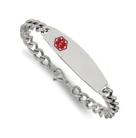 Chisel Stainless Steel Red Enamel Medical Id 8.5" Curb Chain Bracelet