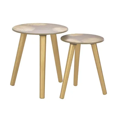 Nesting Side Tables 2 pcs Gold 15.7"x17.7"/11.8"x15.7" Mdf